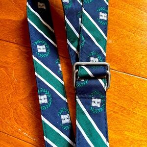 Green, navy and white stripe boys Tommy Hilfiger preppy ribbon belt.